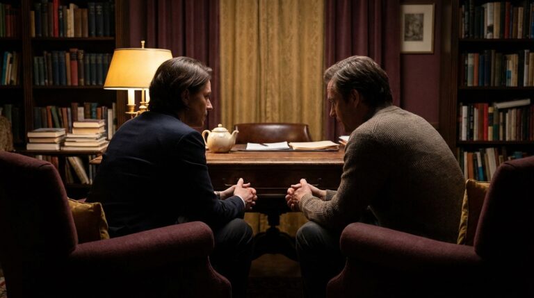 Two people sitting across from each other in conversation, representing the structured dialogue of relationship counseling
