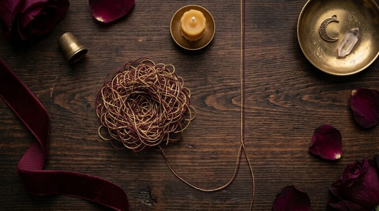 A tangled thread next to a single smooth strand, representing patterns versus clarity