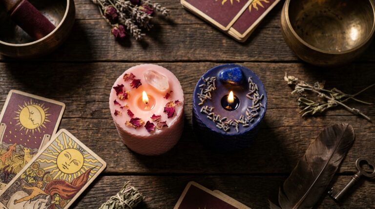Two candles, one representing reconciliation and one representing release, set side by side for the client to choose between