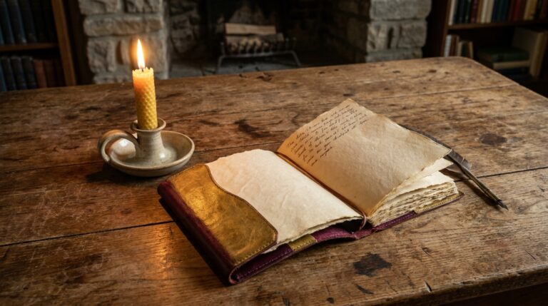 A single candle burning beside an open journal, symbolizing personal reflection alongside relationship work